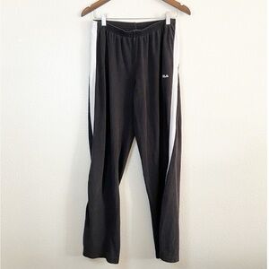 Classic FILA Black & White Striped Athletic Joggers with Elastic Waistband Large